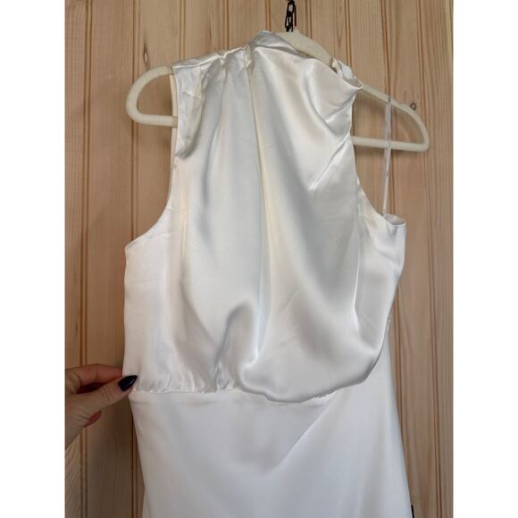 NWT Lulus Distinctive Charm White Satin Asymmetrical Midi Dress Wedding Size XL - Picture 7 of 9